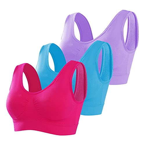 Memoryee Sport BH Damen Große Brüste Starker Halt Push Up Ohne Bügel 3er Pack Set Gepolstert Joggen Yoga Laufen Reiten Bra Crop Top Multi2 3XL von Memoryee