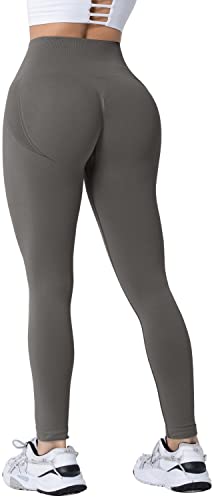 Memoryee Damen Gym Leggings Sport Scrunch Butt High Waist Push Up Boom Booty Workout Nahtlos Yoga Hosen/#2-Grey/L von Memoryee