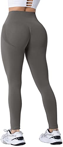 Memoryee Damen Gym Leggings Sport Scrunch Butt High Waist Push Up Boom Booty Workout Nahtlos Yoga Hosen/#2-Grey/S von Memoryee