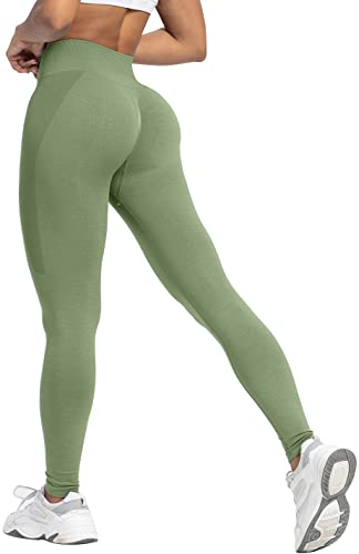 Memoryee Damen Gym Leggings Sport Scrunch Butt High Waist Push Up Boom Booty Workout Nahtlos Yoga Hosen/Fruit Green/L von Memoryee