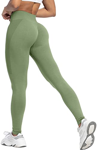 Memoryee Damen Gym Leggings Sport Scrunch Butt High Waist Push Up Boom Booty Workout Nahtlos Yoga Hosen/Fruit Green/M von Memoryee