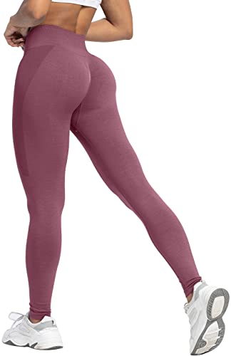Memoryee Damen Gym Leggings Sport Scrunch Butt High Waist Push Up Boom Booty Workout Nahtlos Yoga Hosen/Fuchsia/S von Memoryee