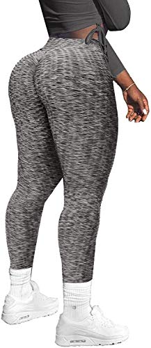 Memoryee Damen Honeycomb Leggings Geraffte Hintern Heben Hohe Taille Push Up Boom Booty Sport Leggings mit Bauchkontrolle Plus Größe Blickdichte Dehnbare Gym Yogahosen/#9 Black White/L von Memoryee