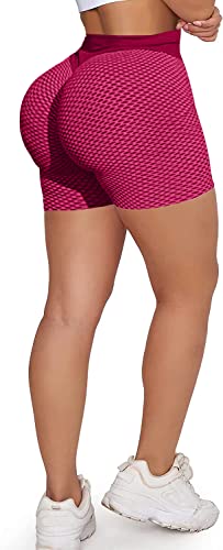 Memoryee Damen Kurze Leggings Hohe Taille mit Bauchkontrolle Sporthose Workout Kontrolle Gym Laufhose/#2 Pink/M von Memoryee