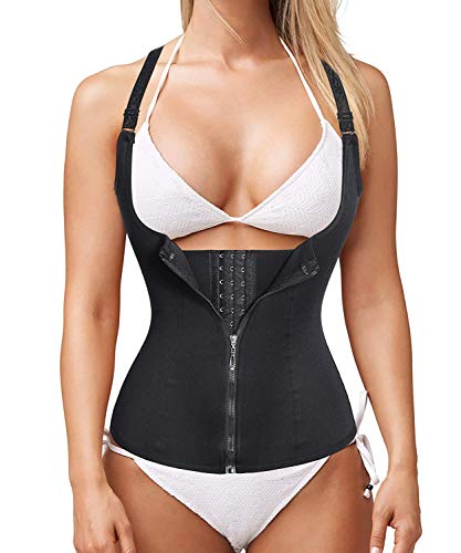 Memoryee Damen Unterbrust Korsett Taillenformer Neopren Body Shaperwear Bauch Kontrolle Cincher Verstellbar Trägern Weste/Black/XXL von Memoryee