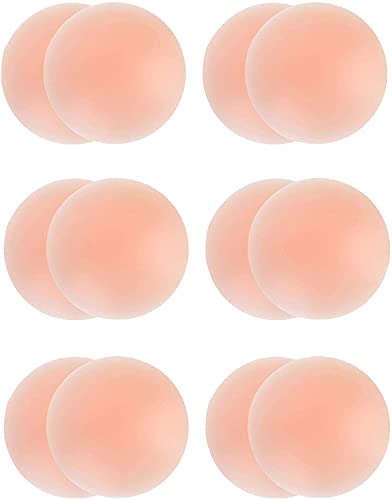 Memoryee Frauen Nipple Cover Silikon Pasteten, Kleber BH wiederverwendbar unsichtbare dünne Brustwarze Silikon Abdeckung für Kleid/6 Pairs Round von Memoryee