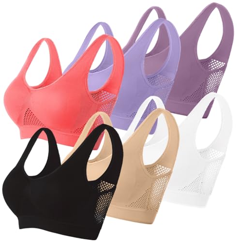 Memoryee Gepolsterte Sport-BHS Damen Mittlerer Halt Große Größen für Große Brüste Push-Up Nahtlos Atmungsaktiv für Yoga Laufen Crop Top M von Memoryee