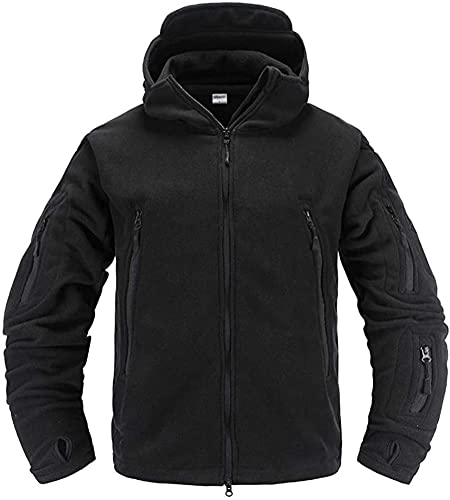 Memoryee Herren Military Fleece Outdoor Jacke Tactical Winddicht mit Kapuze Hoodies/Black/3XL von Memoryee