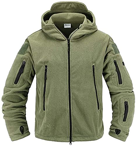 Memoryee Herren Military Fleece Outdoor Jacke Tactical Winddicht mit Kapuze Hoodies/Green/L von Memoryee