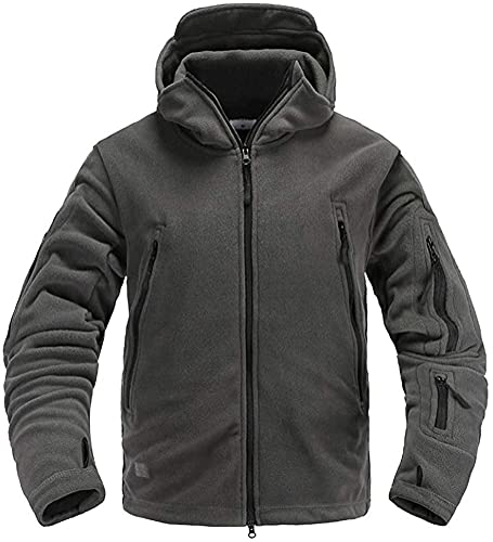 Memoryee Herren Military Fleece Outdoor Jacke Tactical Winddicht mit Kapuze Hoodies/Grey/M von Memoryee