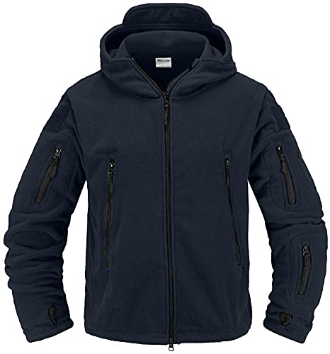 Memoryee Herren Military Fleece Outdoor Jacke Tactical Winddicht mit Kapuze Hoodies/Navy/L von Memoryee