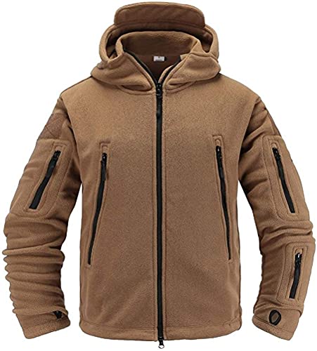 Memoryee Herren Military Fleece Outdoor Jacke Tactical Winddicht mit Kapuze Hoodies/Sand/L von Memoryee