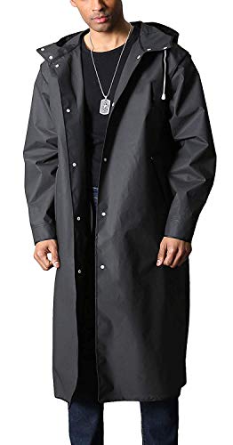 Memoryee Herren Regenmantel wasserdicht wiederverwendbare Hiker Regen Poncho mit Kapuze lange Multi Jacke Urban Outdoor/Schwarz/XL von Memoryee