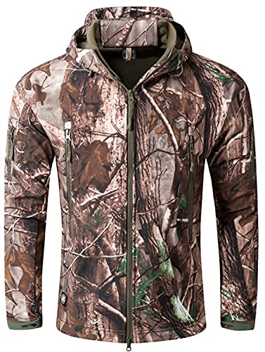 Memoryee Herren Wasserdichte Softshelljacken Fleece Futter Warme Militärische Outdoor Winddicht Übergangsjacke mit Kapuze/Bionic camouflage(new)/M von Memoryee