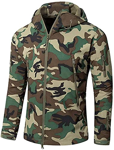 Memoryee Herren Wasserdichte Softshelljacken Fleece Futter Warme Militärische Outdoor Winddicht Übergangsjacke mit Kapuze/Wüstentarnung(new)/XL von Memoryee