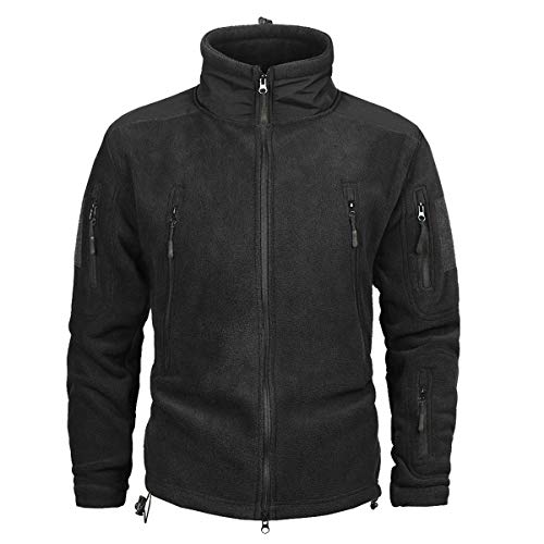 Memoryee Herren Winddichte Fleecejacken Warme Outdoor Military Taktik Kapuzenpullover Soft Shell Jacke mit Kapuze/Black/L von Memoryee