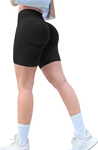 Memoryee Kurze Leggings Damen Push Up Booty Sport Nahtlose Shorts Hintern Heben Hohe Taille Bauchkontrolle Yogahose/A-Dark Grey/M von Memoryee