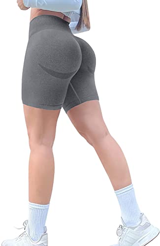 Memoryee Kurze Leggings Damen Push Up Booty Sport Nahtlose Shorts Hintern Heben Hohe Taille Bauchkontrolle Yogahose/A-Grey/S von Memoryee