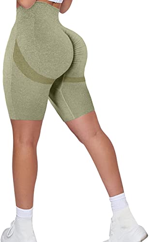 Memoryee Kurze Leggings Damen Push Up Booty Sport Nahtlose Shorts Hintern Heben Hohe Taille Bauchkontrolle Yogahose/B-ArmyGreen/M von Memoryee