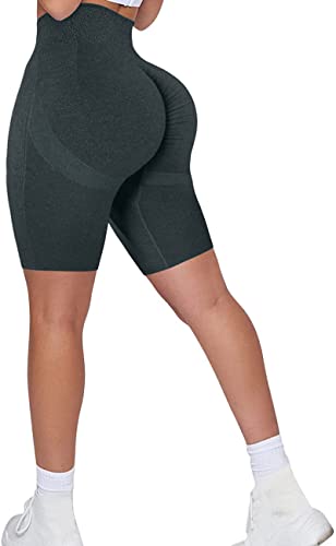 Memoryee Kurze Leggings Damen Push Up Booty Sport Nahtlose Shorts Hintern Heben Hohe Taille Bauchkontrolle Yogahose/B-Ink Blue/S von Memoryee