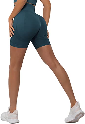 Memoryee Kurze Leggings Damen Push Up Booty Sport Nahtlose Shorts Hintern Heben Hohe Taille Bauchkontrolle Yogahose/B-Upgraded Dark Green/M von Memoryee