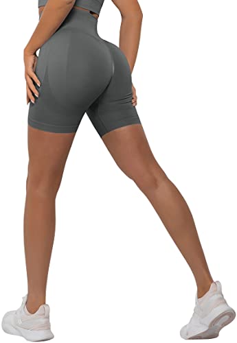 Memoryee Kurze Leggings Damen Push Up Booty Sport Nahtlose Shorts Hintern Heben Hohe Taille Bauchkontrolle Yogahose/B-Upgraded Dark Grey/M von Memoryee