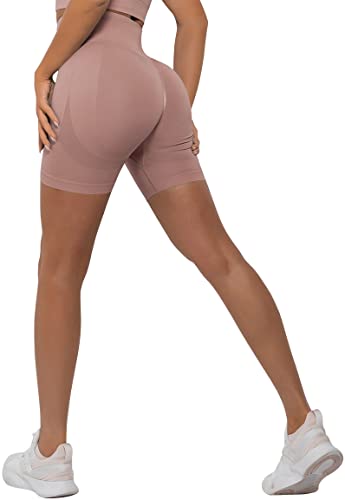 Memoryee Kurze Leggings Damen Push Up Booty Sport Nahtlose Shorts Hintern Heben Hohe Taille Bauchkontrolle Yogahose/B-Upgraded Pink/L von Memoryee