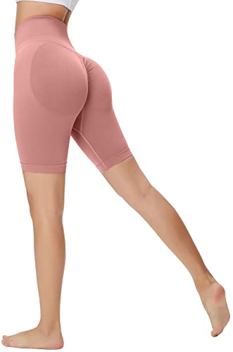 Memoryee Kurze Leggings Damen Push Up Booty Sport Nahtlose Shorts Hintern Heben Hohe Taille Bauchkontrolle Yogahose/D-Pink/S von Memoryee