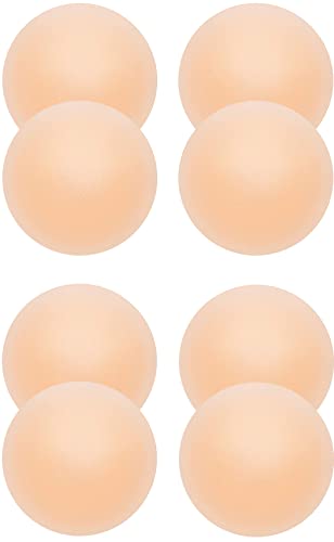 Memoryee Nippelpads Damen Nippel Covers mit Brustwarzenschutz Ultra Dünne Unsichtbare Pasties Wiederverwendbare Selbstklebende Silikonhülle/Hautton-4 Paar Rund von Memoryee