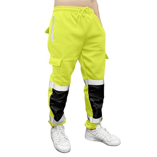 Memoryee Reflektierende Jogginghose mit hoher Sichtbarkeit mit 360° Ultra Performance Utility-Reflektorstreifen Winter-Outdoor-Worker-Thermohose für Herren von Memoryee