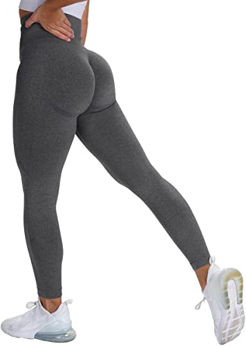 Memoryee Scrunch Butt Sport Leggings Damen Geraffte Hintern Heben Hohe Taille Bauchkontrolle Blickdicht Yogahose Fitnesshose/A-Dark Grey/M von Memoryee