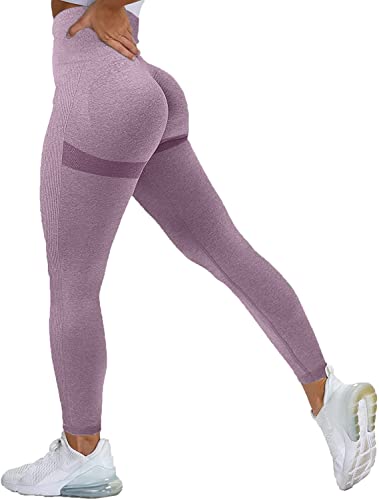 Memoryee Scrunch Butt Sport Leggings Damen Geraffte Hintern Heben Hohe Taille Bauchkontrolle Blickdicht Yogahose Fitnesshose/B-Fuchsia/L von Memoryee