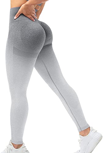 Memoryee Scrunch Butt Sport Leggings Damen Geraffte Hintern Heben Hohe Taille Bauchkontrolle Blickdicht Yogahose Fitnesshose/B-Gradient Black White/M von Memoryee