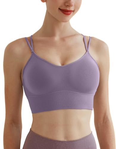 Memoryee Sport BH Damen Große Brüste Push Up Ohne Bügel Kreuz Rücken Rückenfrei Gepolstert Mittlere Unterstützung Crop Top für Yoga Tanz Laufen Radfahren Grau XL von Memoryee
