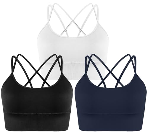 Memoryee Sport BH Damen Große Brüste Push Up Ohne Bügel Kreuz Rücken Rückenfrei Gepolstert Mittlere Unterstützung Crop Top für Yoga Tanz Laufen Radfahren Mehrfarbig4 XL von Memoryee