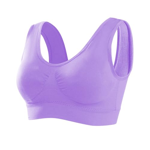 Memoryee Sport BH Damen Große Brüste Starker Halt Push Up Ohne Bügel 1er Pack Set Gepolstert Joggen Yoga Laufen Reiten Bra Crop Top Lila L von Memoryee
