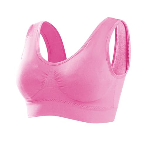Memoryee Sport BH Damen Große Brüste Starker Halt Push Up Ohne Bügel 1er Pack Set Gepolstert Joggen Yoga Laufen Reiten Bra Crop Top Rosa 6XL von Memoryee