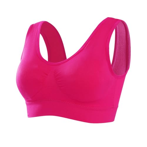 Memoryee Sport BH Damen Große Brüste Starker Halt Push Up Ohne Bügel 1er Pack Set Gepolstert Joggen Yoga Laufen Reiten Bra Crop Top Rosenrot XL von Memoryee