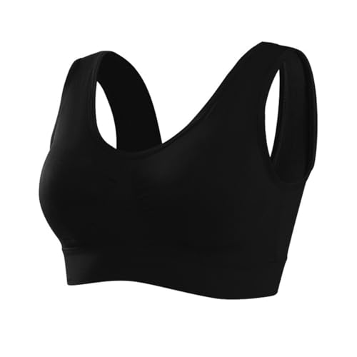 Memoryee Sport BH Damen Große Brüste Starker Halt Push Up Ohne Bügel 1er Pack Set Gepolstert Joggen Yoga Laufen Reiten Bra Crop Top Schwarz 3XL von Memoryee