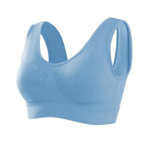 Memoryee Sport BH Damen Große Brüste Starker Halt Push Up Ohne Bügel 1er Pack Set Gepolstert Joggen Yoga Laufen Reiten Bra Crop Top Seeblau XXL von Memoryee