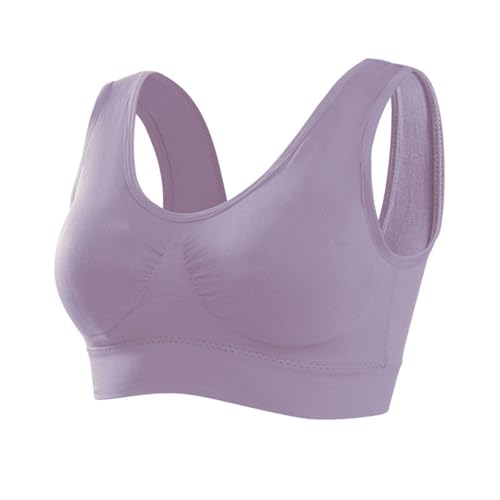 Memoryee Sport BH Damen Große Brüste Starker Halt Push Up Ohne Bügel 1er Pack Set Gepolstert Joggen Yoga Laufen Reiten Bra Crop Top Violett Grau M von Memoryee