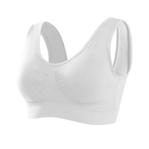 Memoryee Sport BH Damen Große Brüste Starker Halt Push Up Ohne Bügel 1er Pack Set Gepolstert Joggen Yoga Laufen Reiten Bra Crop Top Weiß XL von Memoryee