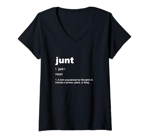 Damen Memphis 901 Junt Definition Mode-Grafik T-Shirt mit V-Ausschnitt Damen Memphis 901 Junt Definition Mode-Grafik T-Shirt mit V-Ausschnitt von Memphis Members Co.