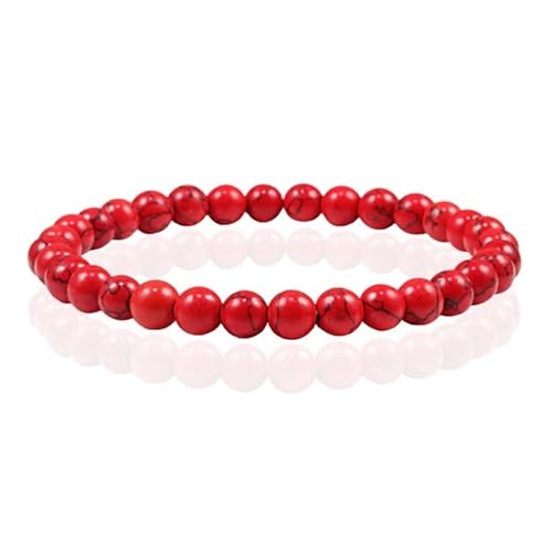 6mm Memphis Naturstein Armband - Red Howlite von Memphis