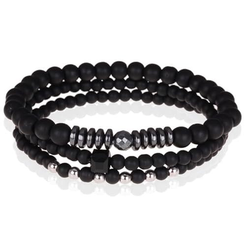 Herren Armbänder Set Perlen Memphis Schwarz Achat Häma von Memphis