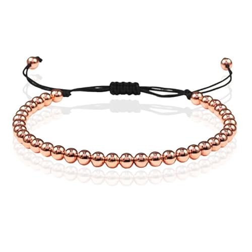 Macrame Armband Damen - 5mm Rose Gold Perlen von Memphis