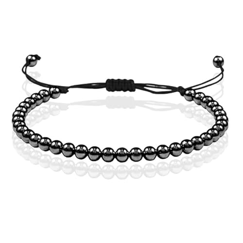 Macrame Armband Damen - 5mm Schwarze Perlen von Memphis