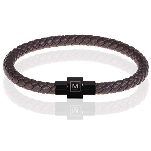 Memphis Armband Leder mit Edelstahl Dunkelbraun Schwarz-18cm von Memphis