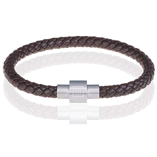 Memphis Armband Leder mit Edelstahl Dunkelbraun Silber-18cm von Memphis