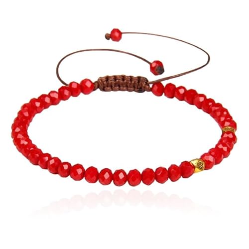 Memphis Armband Naturstein - 4mm Facettenperle Rot von Memphis